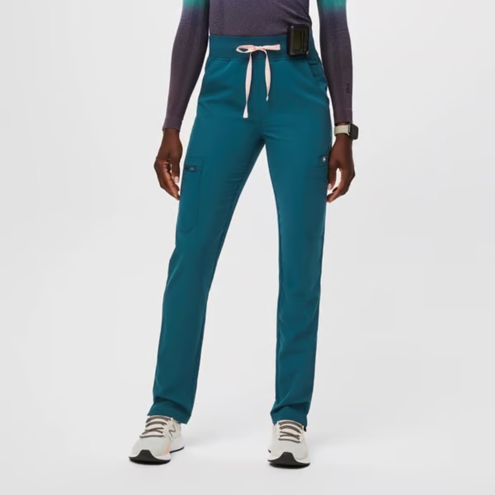 FIGS High Waisted Yola Skinny Scrub Pants - Caribbean Blue